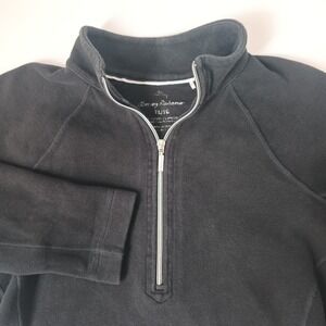 Tommy Bahama Womens XL Black 1/4 Zip Pullover Sweatshirt Fleece Lined